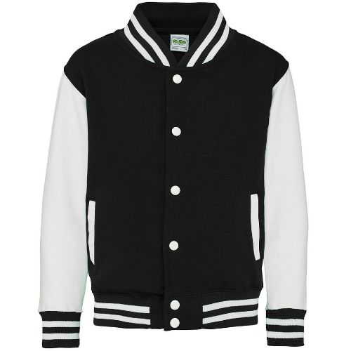 Awdis Just Hoods Kids Varsity Jacket Jet Black/White